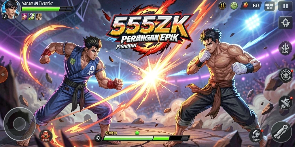 Tangkapan layar menampilkan pertarungan intens di arena Fighting.