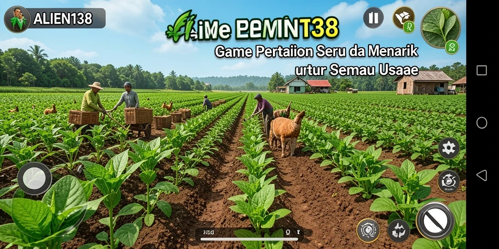 Tampilan gameplay menarik dengan aktivitas bertani dan merawat hewan.