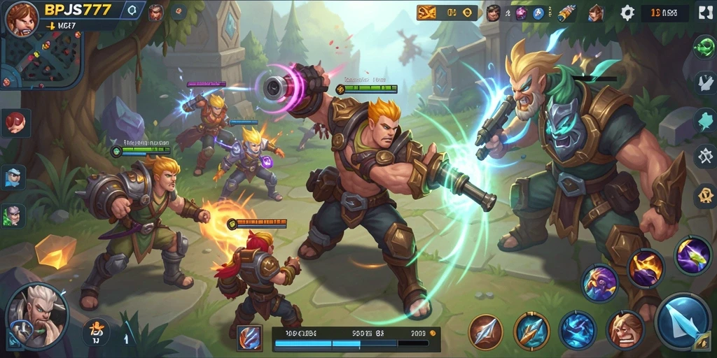 Tampilan menarik gameplay MOBA di BPJS777 dengan pertarungan seru.