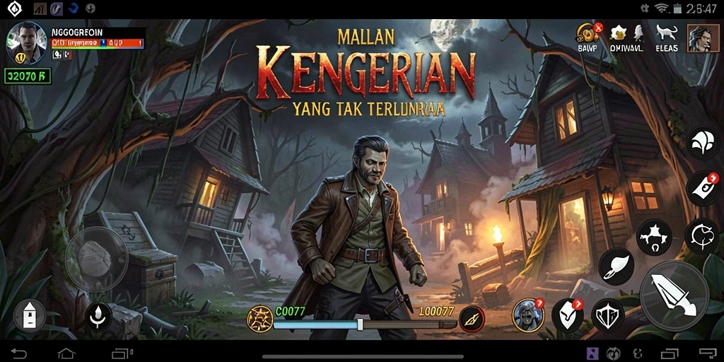 Screenshot C0077 menunjukkan momen menegangkan dalam permainan horor yang mendebarkan.