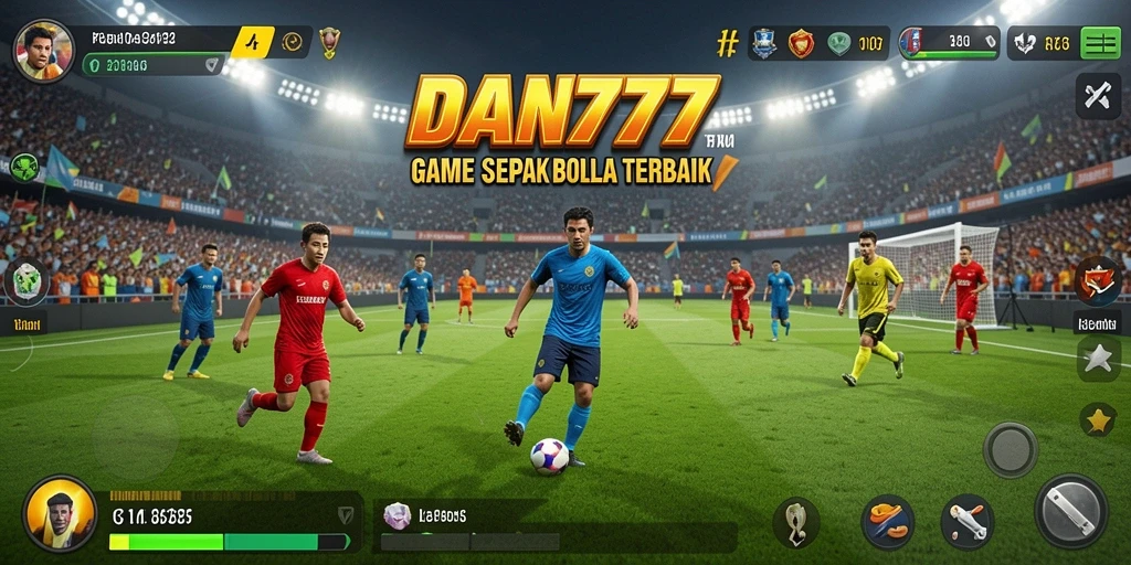 Screenshot dari gameplay menegangkan di DAN777 dengan aksi sepak bola yang seru.