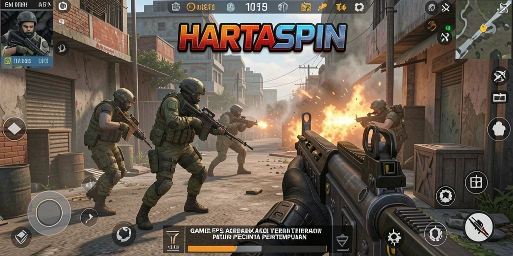 Screenshot HARTASPIN menunjukkan aksi pertempuran yang menegangkan.