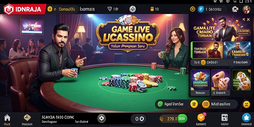 Screenshot gameplay IDNRAJA menunjukkan dealer langsung dalam aksi.