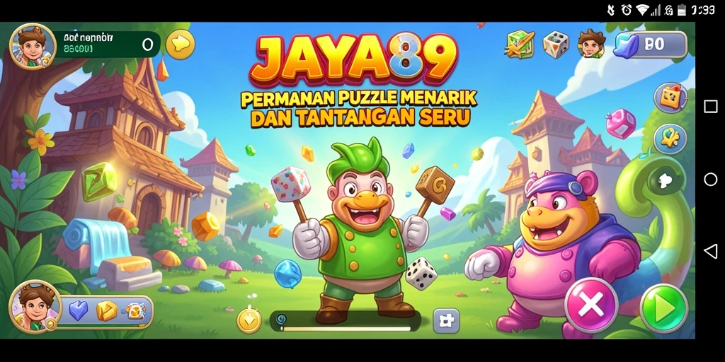 Screenshot utama JAYA89 menampilkan gameplay Puzzle yang penuh warna.