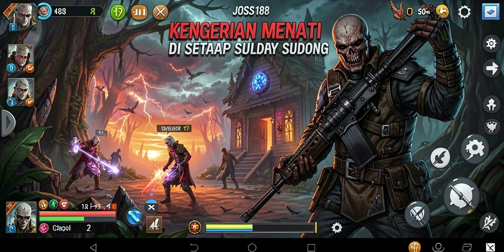 Tangkapan layar utama JOSS188 menunjukkan suasana horror yang mendebarkan.