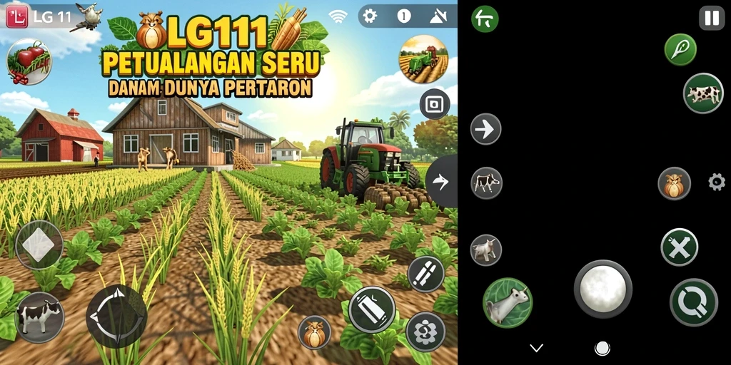 Tampilan gameplay LG111 dengan aktivitas bertani yang seru.