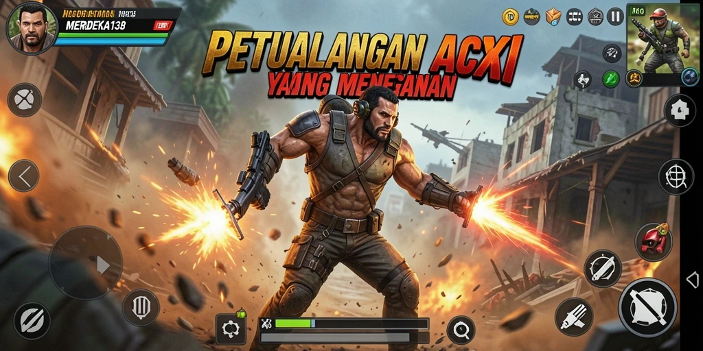 Tampilan gameplay intens dari MERDEKA138 yang penuh aksi.