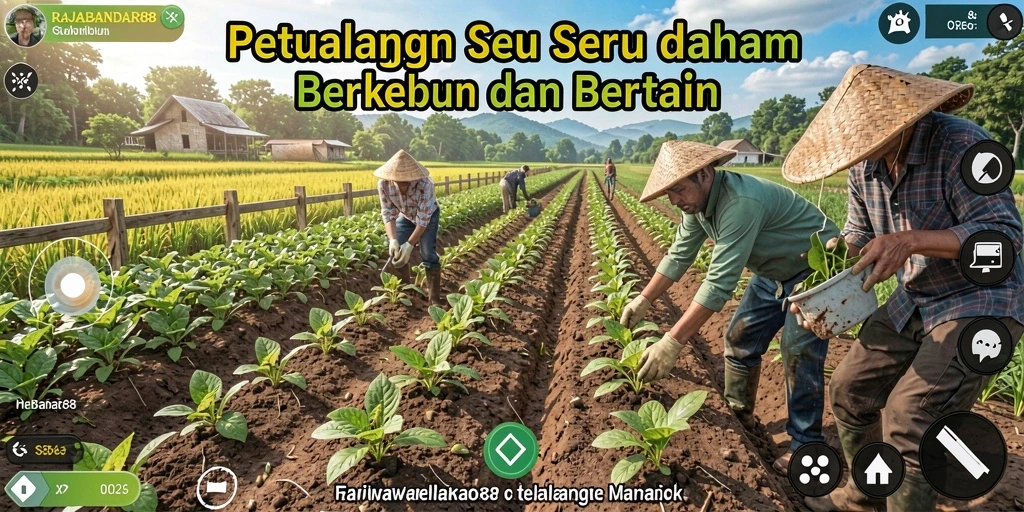 Tampilan gameplay menarik dalam RAJABANDAR88 dengan elemen pertanian.