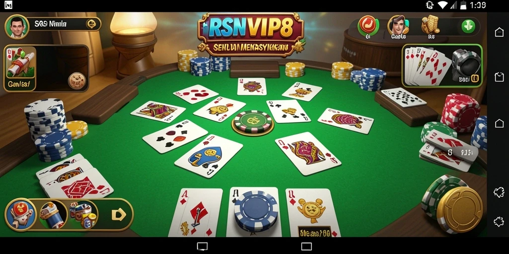 Screenshot RSNVIP8 menunjukkan gameplay Gaple yang menarik dan interaktif.
