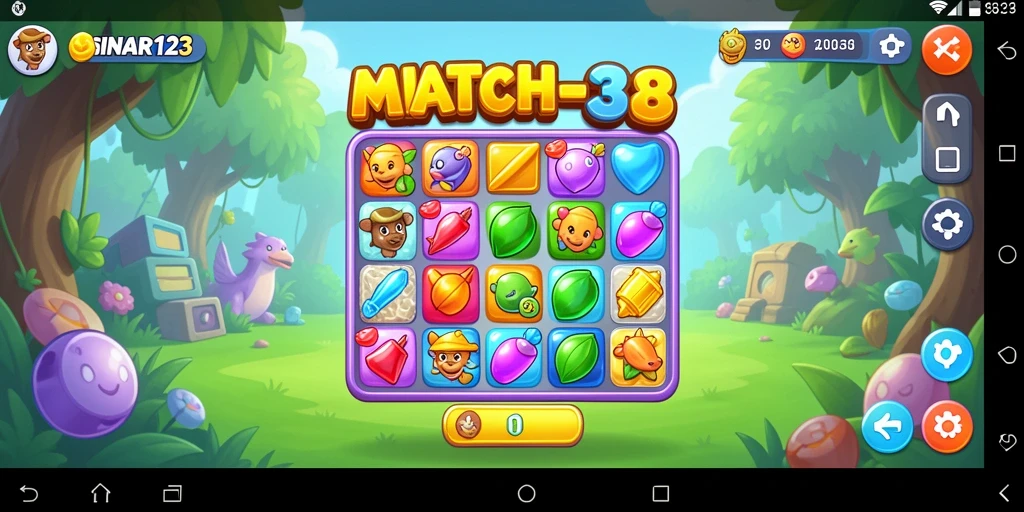 Tampilan gameplay seru dari SINAR123 dengan elemen Match-3 yang menarik.