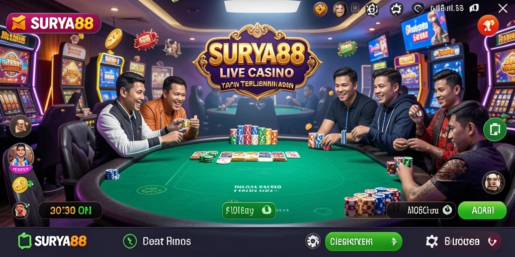 Tampilan gameplay Live Casino yang mengesankan di SURYA88.