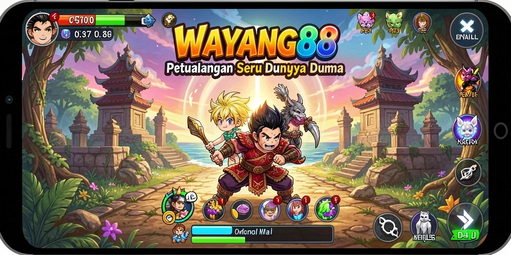 Tampilan menarik dari gameplay WAYANG88 yang penuh warna.