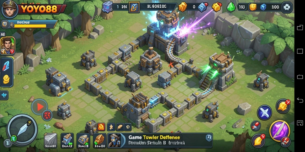 Tampilan gameplay Tower Defense yang menegangkan di YOYO88.